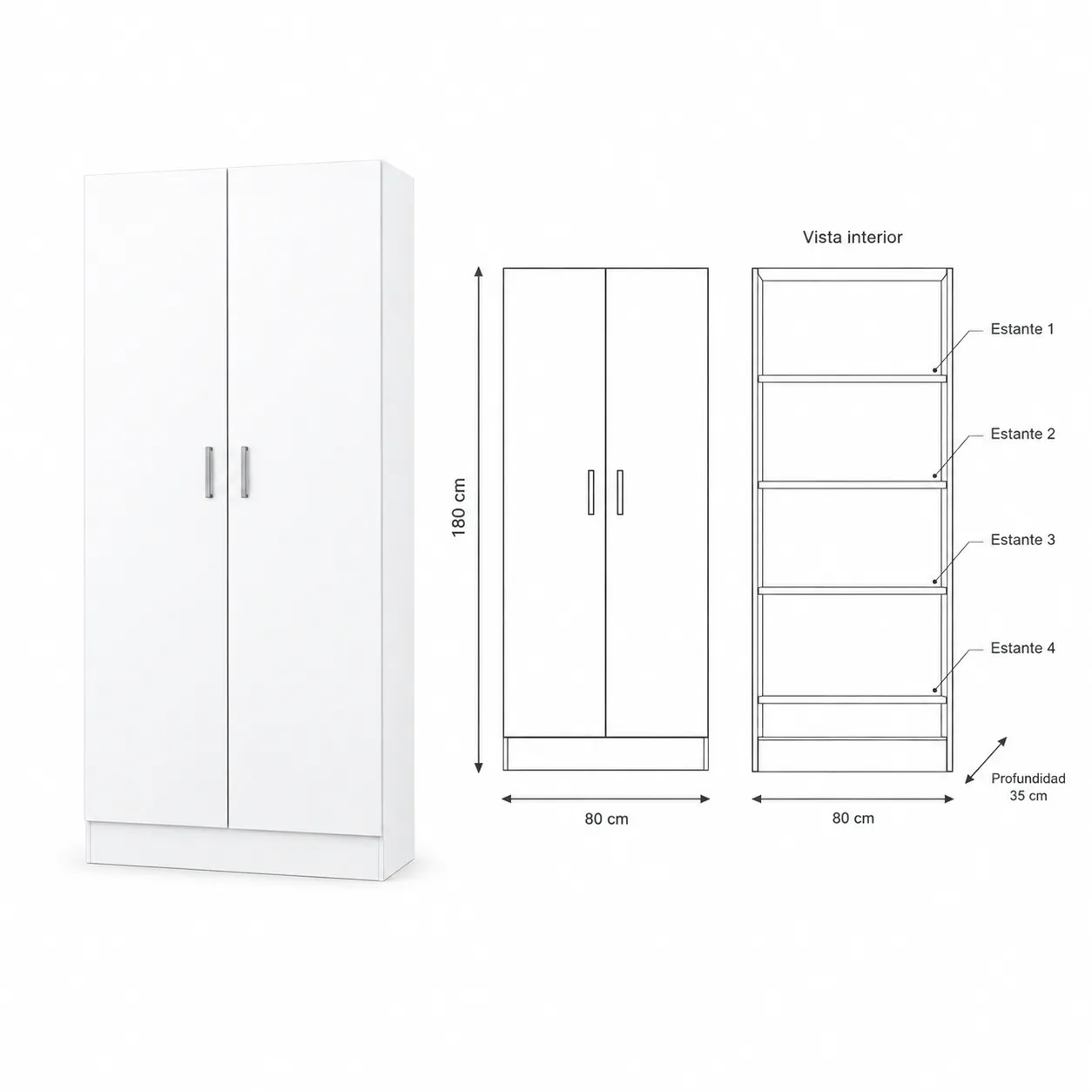 GABINETE MULTIUSO 2P 4E BLANCO