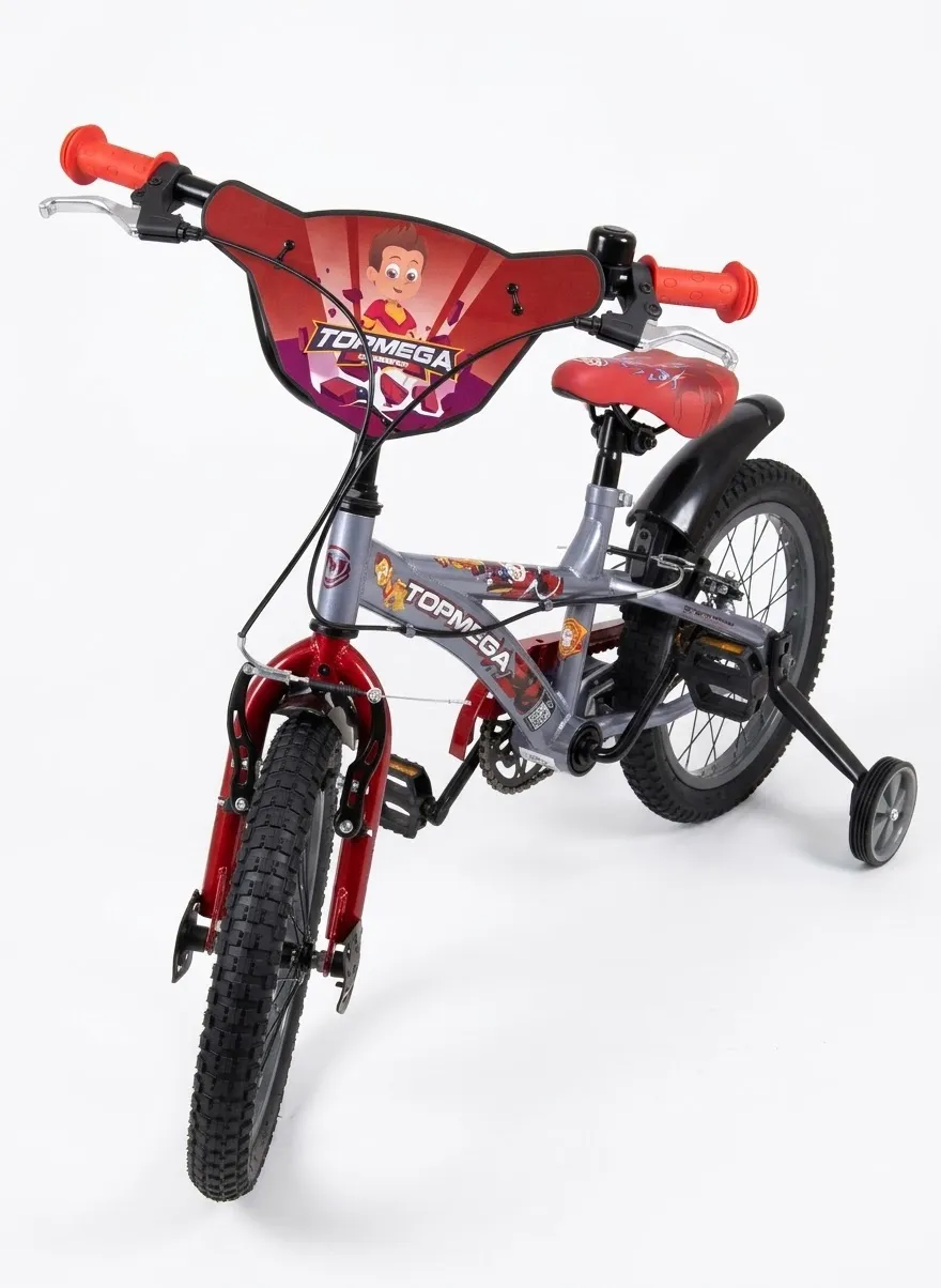BICICLETA INFANTIL TOPMEGA CROSSBOY VARON ACERO R16" 1VEL GRIS/ROJO